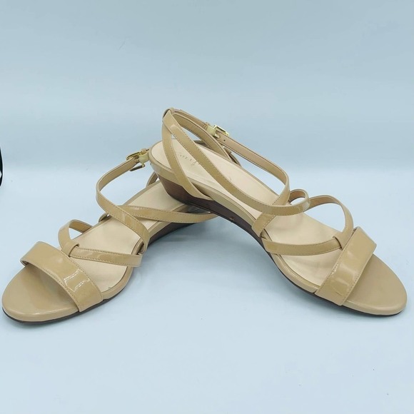 Cole Haan Tan Snakeskin Wedge Sandals - Picture 7 of 8